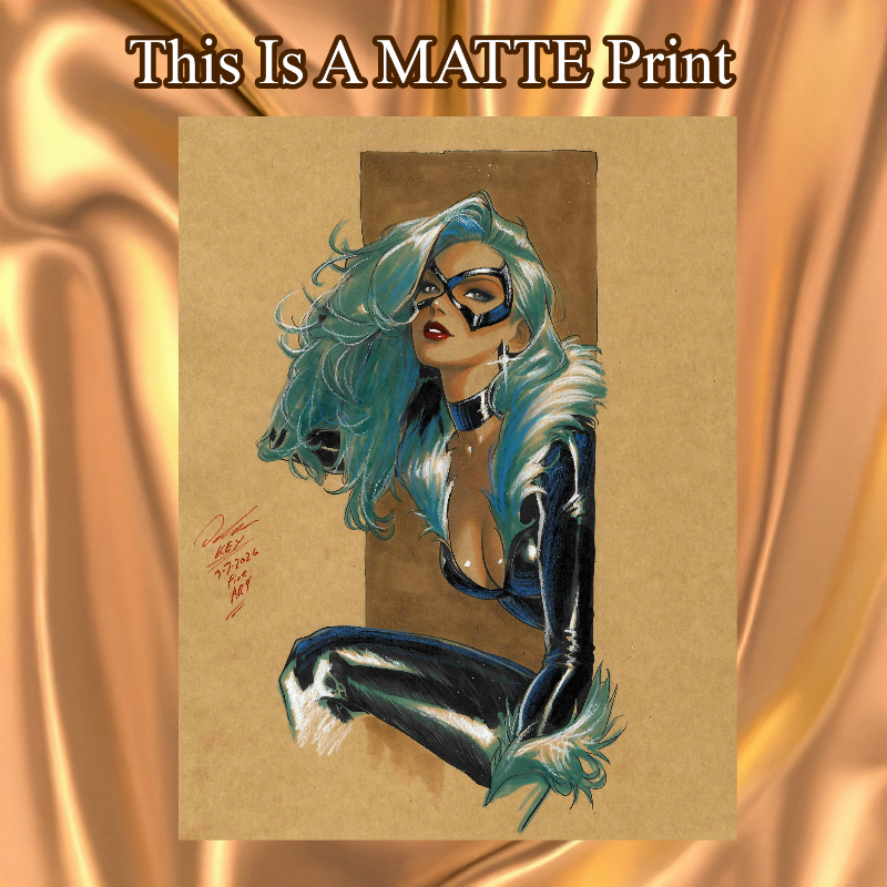 Black Cat Art Illustration Hard Signed 8.5x11in Fine Art PRINT