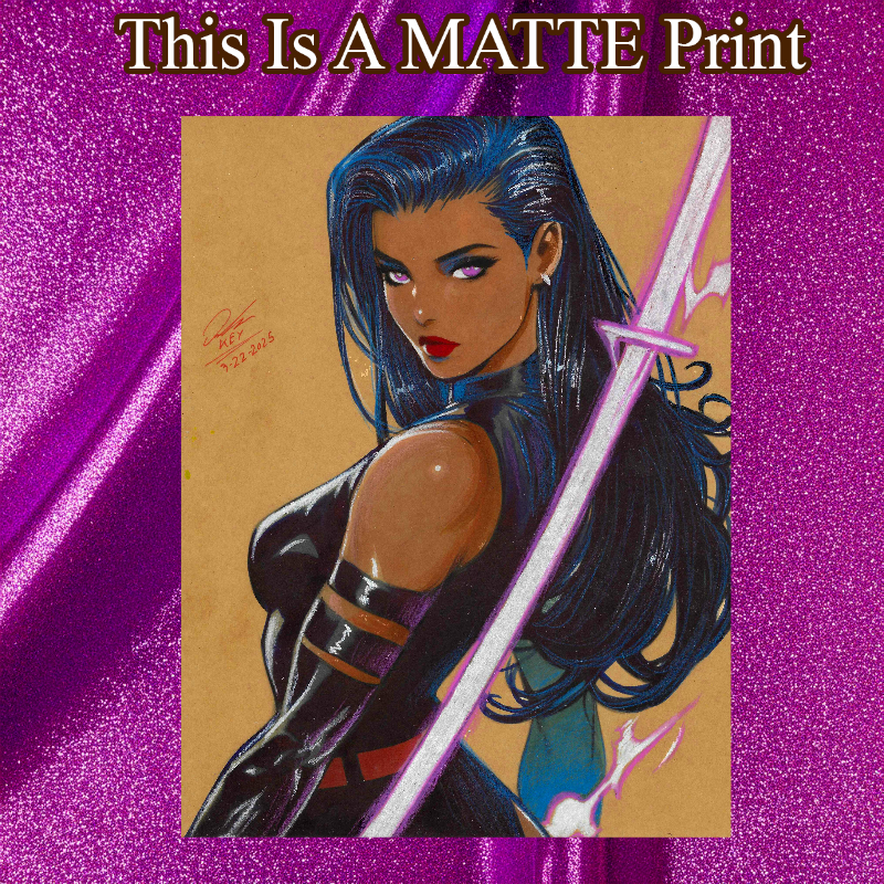 Psylocke Art Illustration Hard Signed 8.5x11in Fine Art PRINT