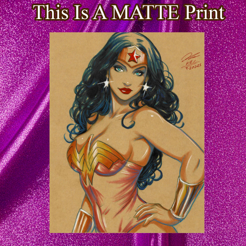 Wonder Woman Art Illustration Hard Signed 8.5x11in Fine Art PRINT