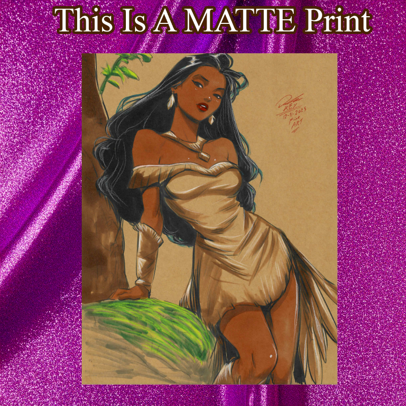 Pocahontas Art Illustration Hard Signed 8.5x11in Fine Art PRINT
