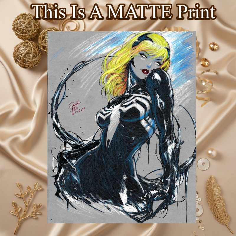 Gwen X Venom Art Illustration Hard Signed 8.5x11in Fine Art PRINT