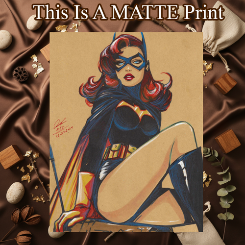 Batgirl Art Illustration Hard Signed 8.5x11in Fine Art PRINT