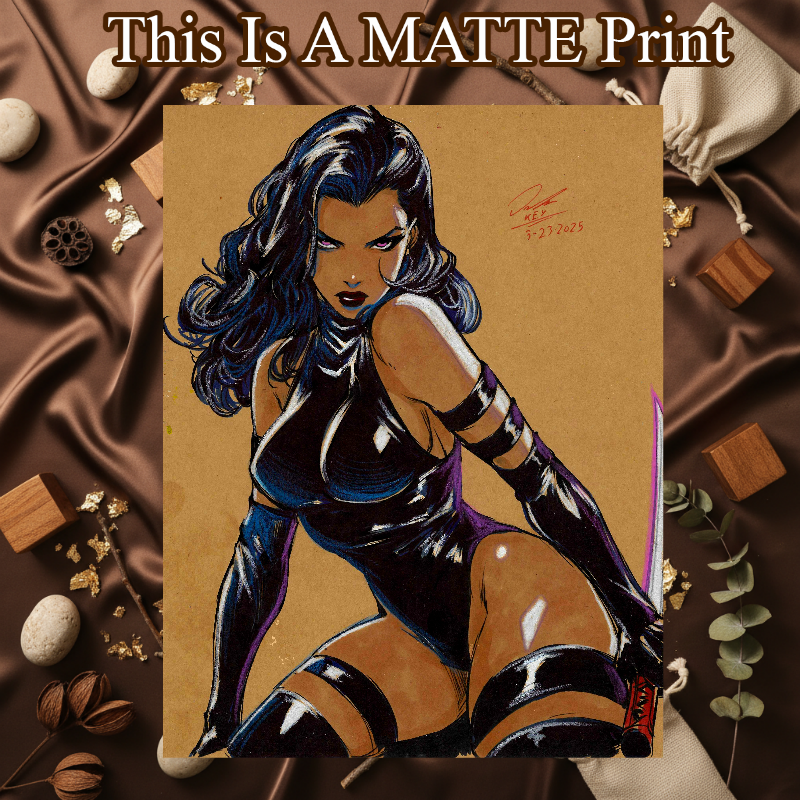 Psylocke Art Illustration Hard Signed 8.5x11in Fine Art PRINT