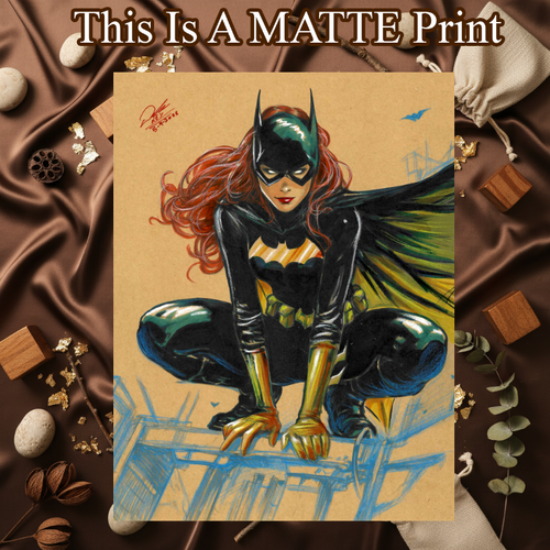 Batgirl Art Illustration Hard Signed 8.5x11in Fine Art PRINT