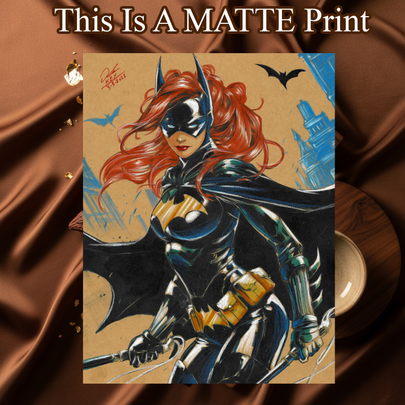 Batgirl Art Illustration Hard Signed 8.5x11in Fine Art PRINT