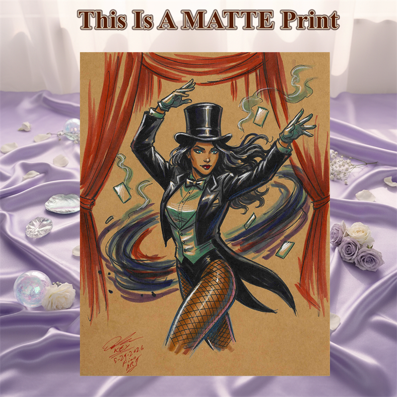 Zatanna Art Illustration Hard Signed 8.5x11in Fine Art PRINT