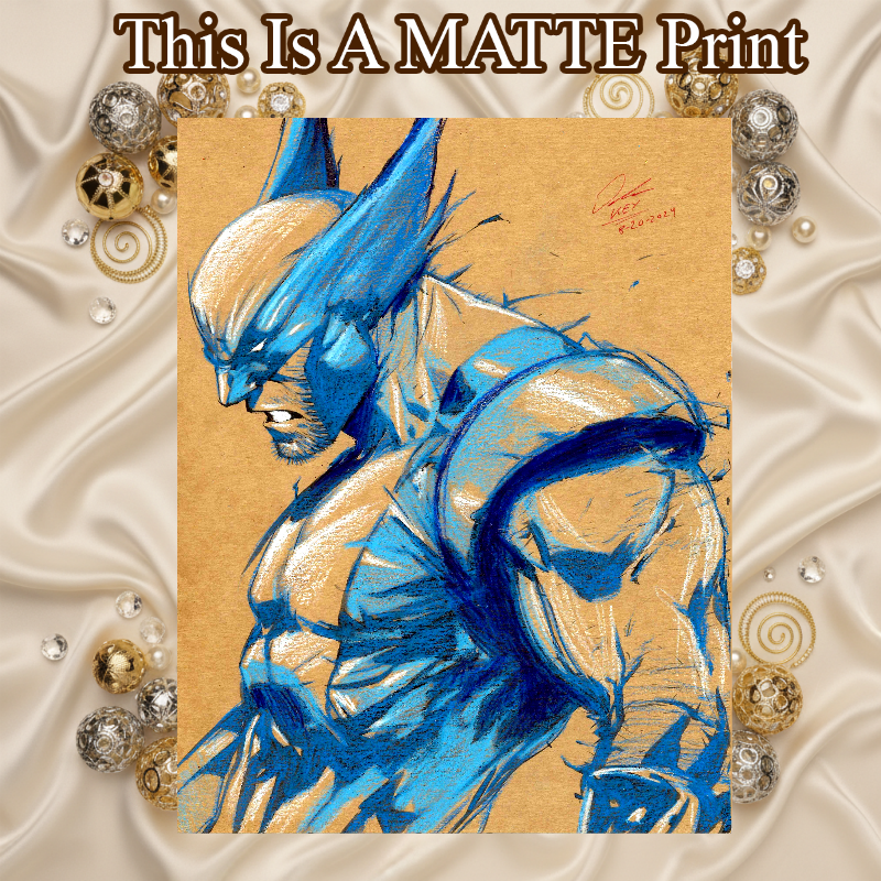 Wolverine Art Illustration Hard Signed 8.5x11in Fine Art PRINT
