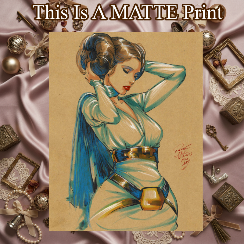 Princess Leia Art Illustration Hard Signed 8.5x11in Fine Art PRINT