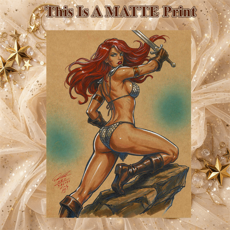 Red Sonja Art Illustration Hard Signed 8.5x11in Fine Art PRINT
