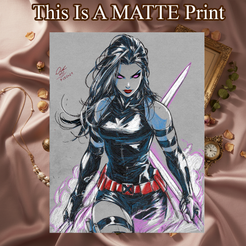 Psylocke Art Illustration Hard Signed 8.5x11in Fine Art PRINT