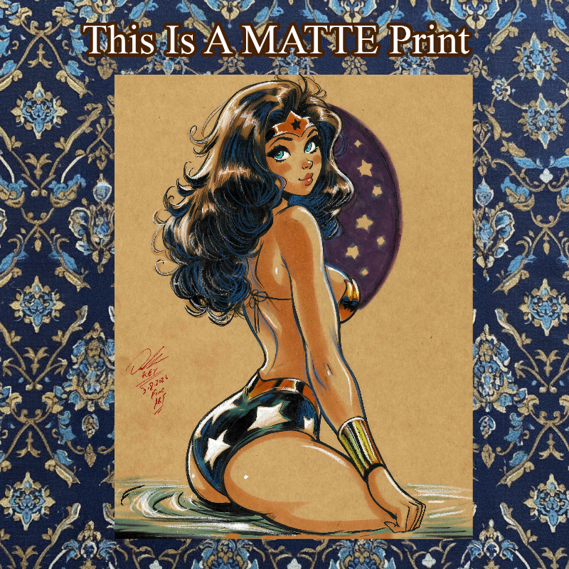 Wonder Woman Art Illustration Hard Signed 8.5x11in Fine Art PRINT