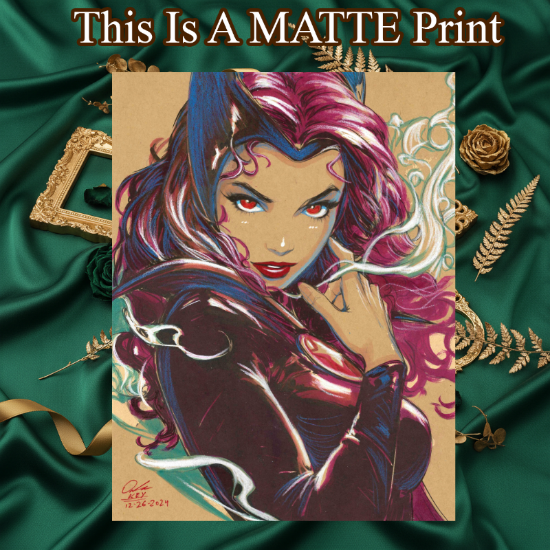 Scarlet Witch Art Illustration Hard Signed 8.5x11in Fine Art PRINT