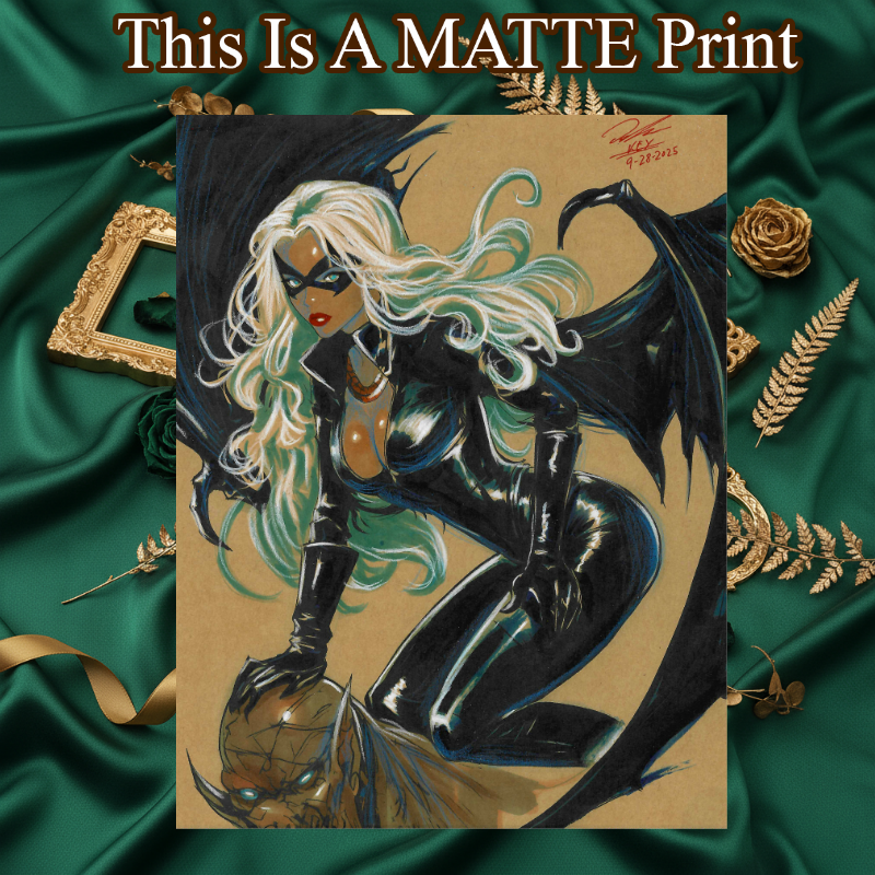 Black Cat Art Illustration Hard Signed 8.5x11in Fine Art PRINT