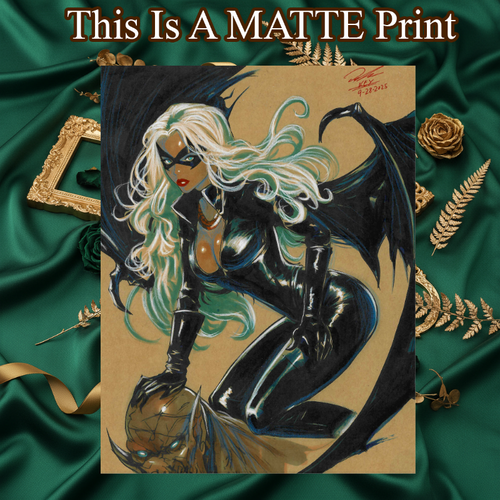 Black Cat Art Illustration Hard Signed 8.5x11in Fine Art PRINT