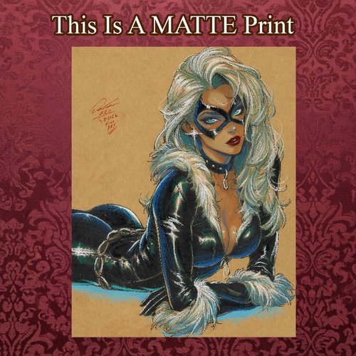 Black Cat Art Illustration Hard Signed 8.5x11in Fine Art PRINT