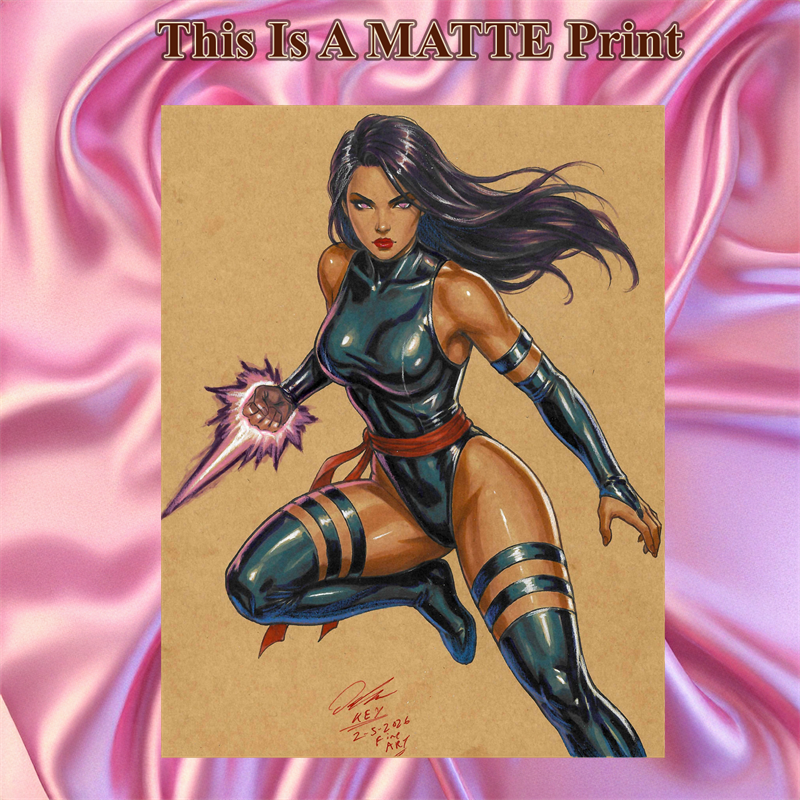 Psylocke Art Illustration Hard Signed 8.5x11in Fine Art PRINT