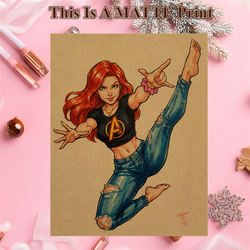 Mary Jane Art Illustration Hard Signed 8.5x11in Fine Art PRINT