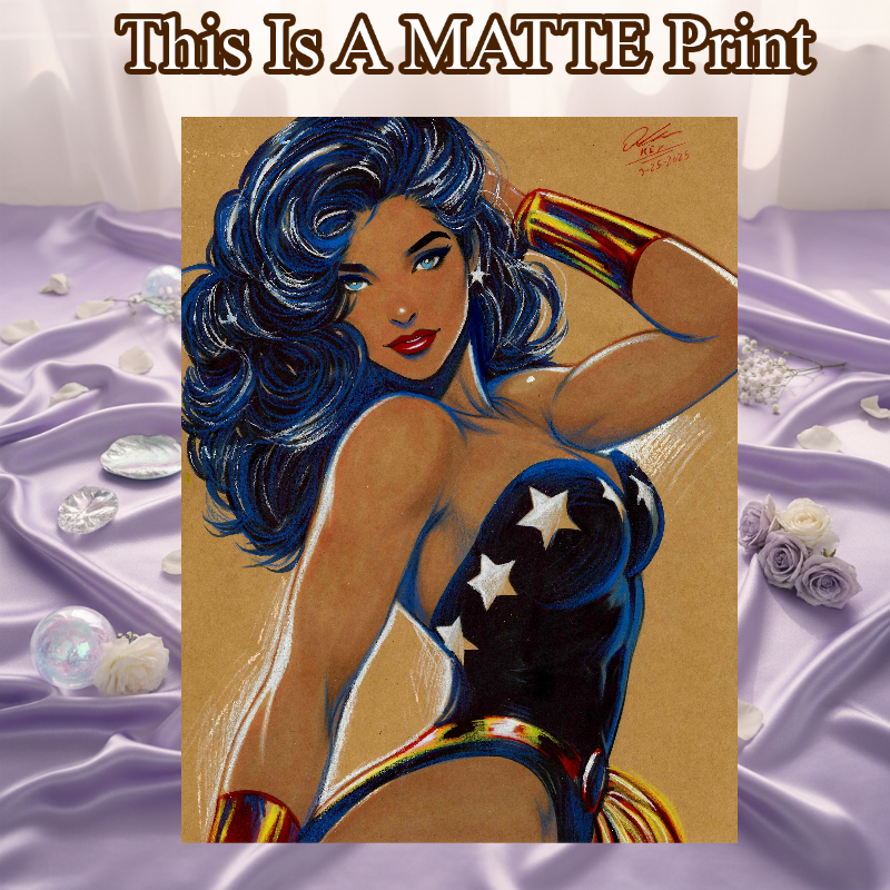 Wonder Woman Art Illustration Hard Signed 8.5x11in Fine Art PRINT