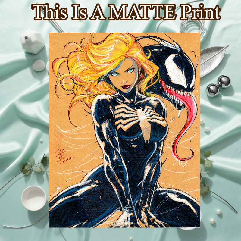 Gwen X Venom Art Illustration Hard Signed 8.5x11in Fine Art PRINT