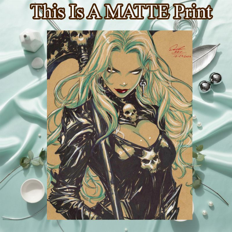 Lady Death Art Illustration Hard Signed 8.5x11in Fine Art PRINT