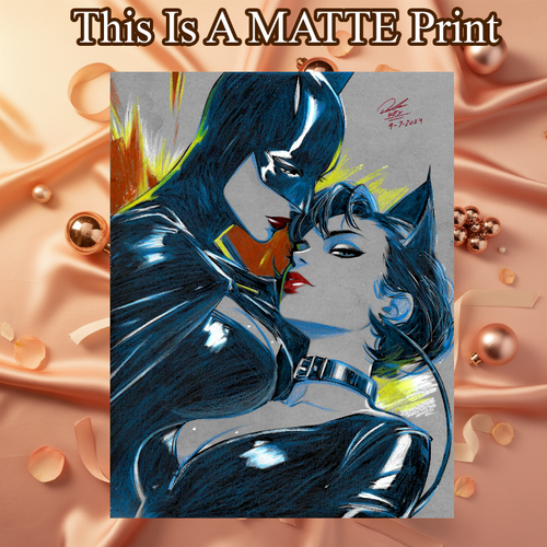 Catwoman Art Illustration Hard Signed 8.5x11in Fine Art PRINT
