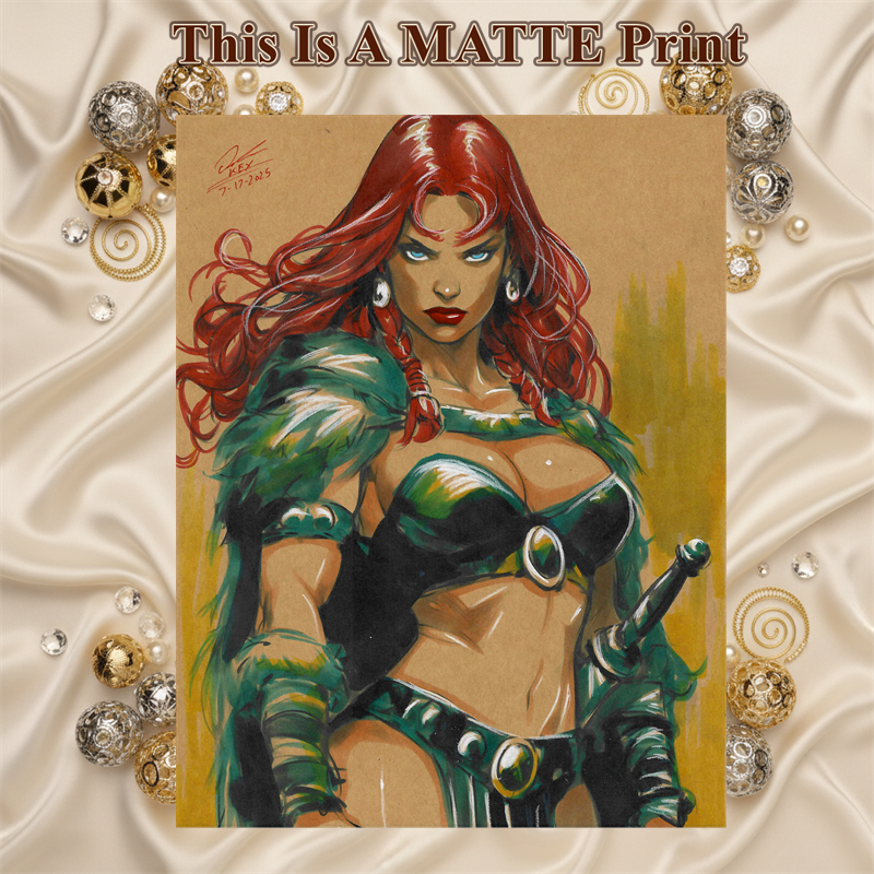 Red Sonja Art Illustration Hard Signed 8.5x11in Fine Art PRINT