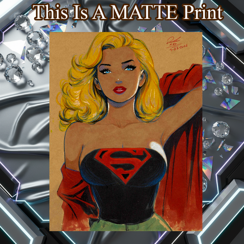 Supergirl Art Illustration Hard Signed 8.5x11in Fine Art PRINT