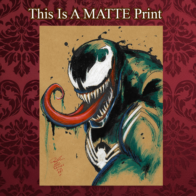 Venom Art Illustration Hard Signed 8.5x11in Fine Art PRINT