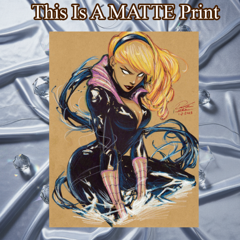 Gwen X Venom Art Illustration Hard Signed 8.5x11in Fine Art PRINT