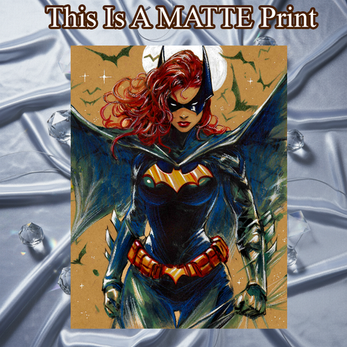 Batgirl Art Illustration Hard Signed 8.5x11in Fine Art PRINT