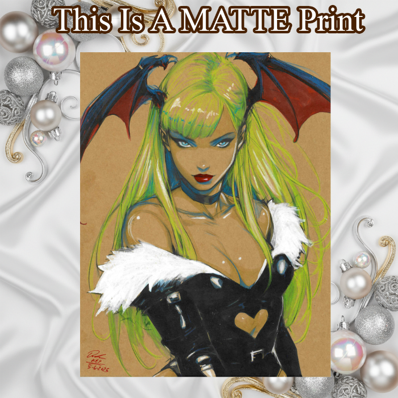 Morrigan Aensland Art Illustration Hard Signed 8.5x11in Fine Art PRINT