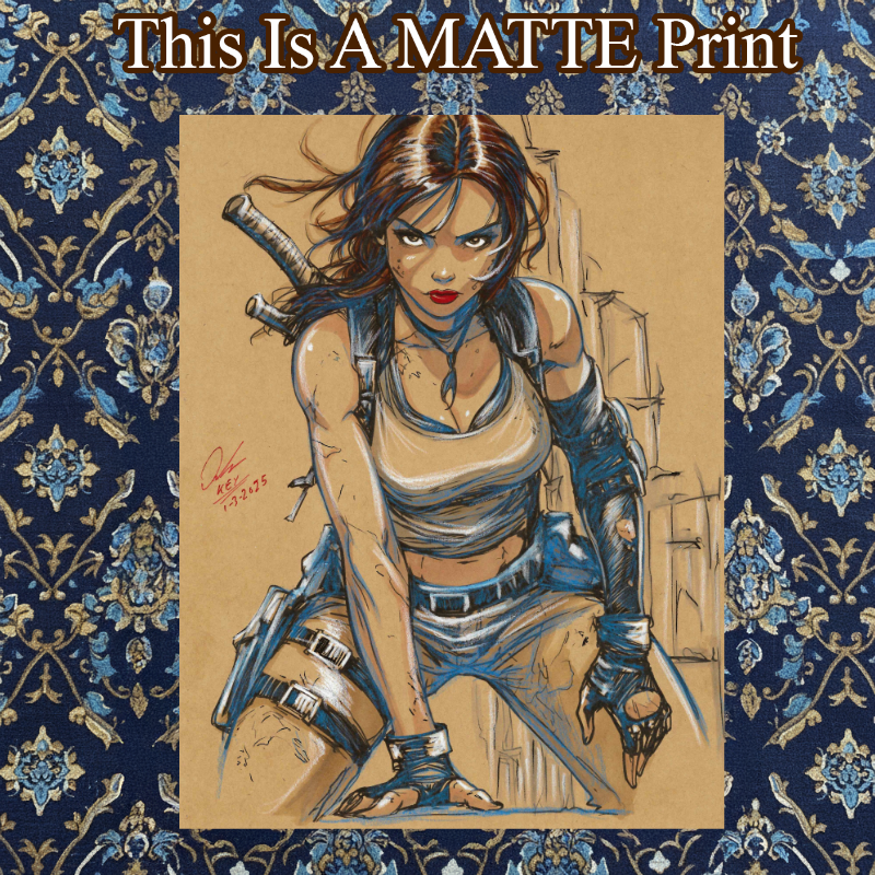 Lara Croft Art Illustration Hard Signed 8.5x11in Fine Art PRINT