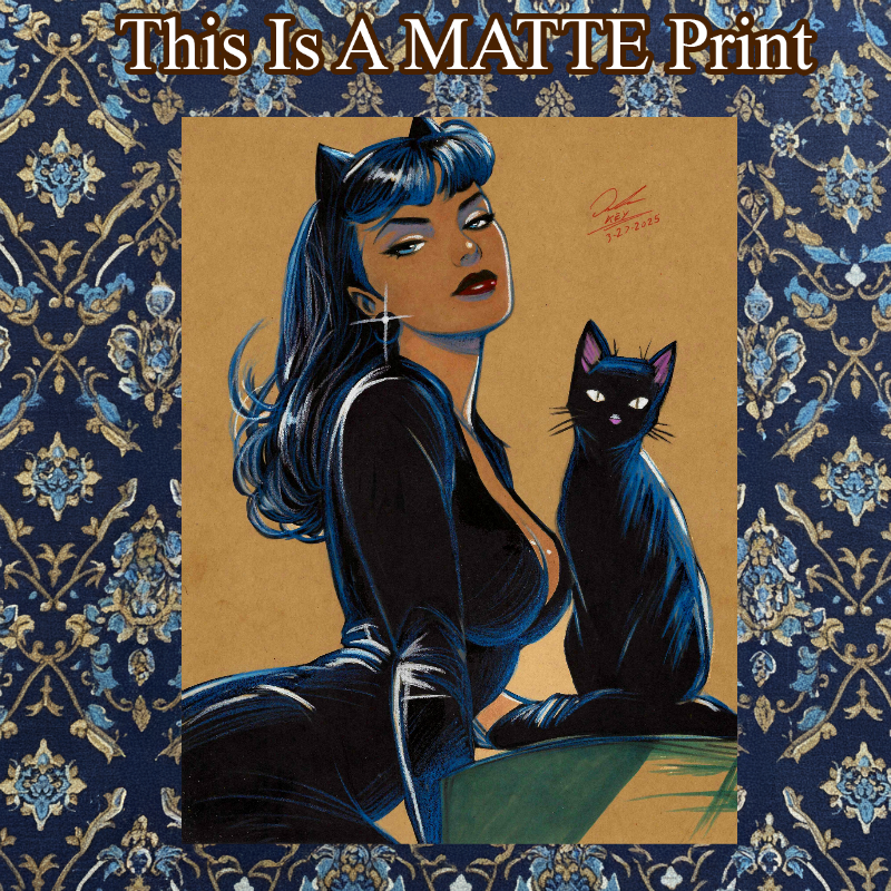 Catwoman Art Illustration Hard Signed 8.5x11in Fine Art PRINT