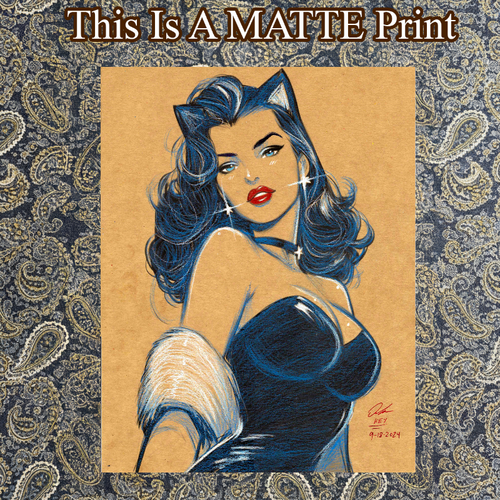 Catwoman Art Illustration Hard Signed 8.5x11in Fine Art PRINT