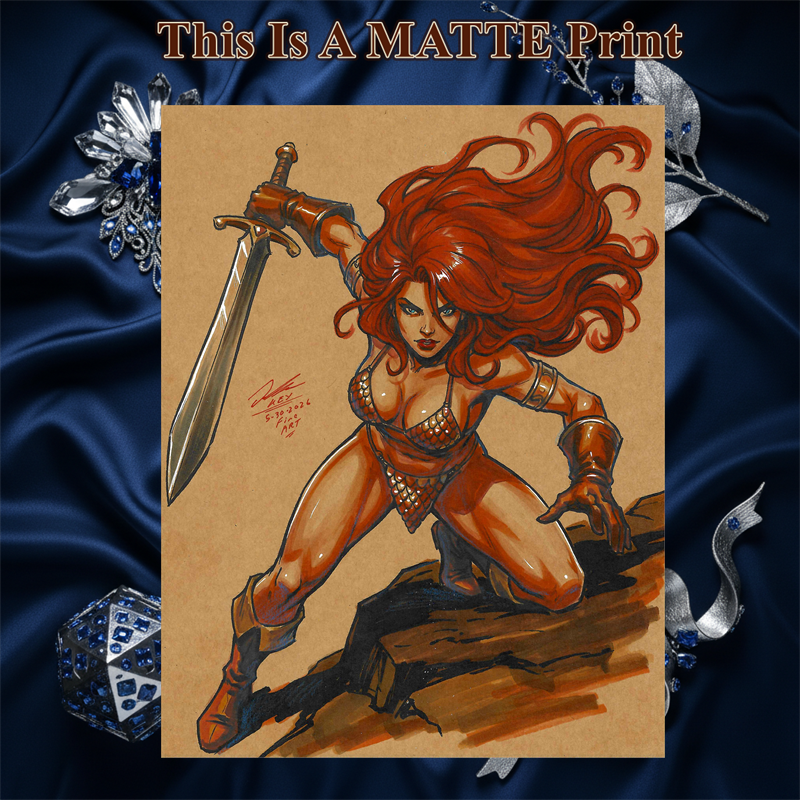 Red Sonja Art Illustration Hard Signed 8.5x11in Fine Art PRINT