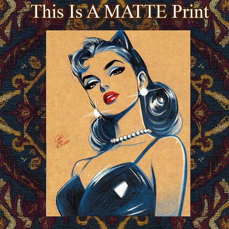 Catwoman Art Illustration Hard Signed 8.5x11in Fine Art PRINT