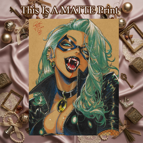 Black Cat Art Illustration Hard Signed 8.5x11in Fine Art PRINT