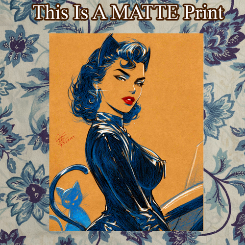 Catwoman Art Illustration Hard Signed 8.5x11in Fine Art PRINT