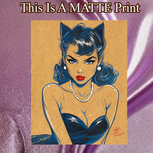 Catwoman Art Illustration Hard Signed 8.5x11in Fine Art PRINT