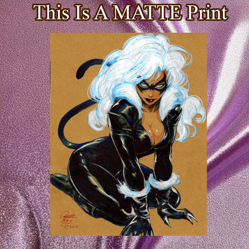 Black Cat Art Illustration Hard Signed 8.5x11in Fine Art PRINT