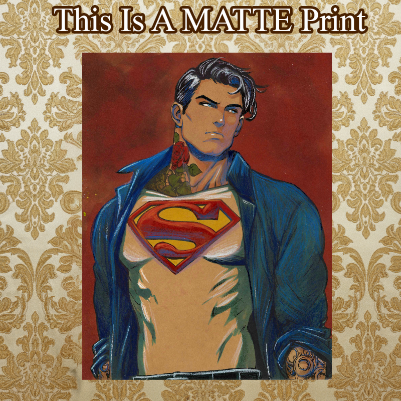 Superman Art Illustration Hard Signed 8.5x11in Fine Art PRINT