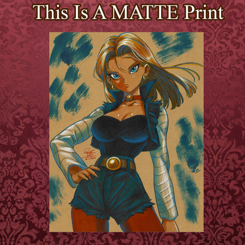 Android18 Art Illustration Hard Signed 8.5x11in Fine Art PRINT