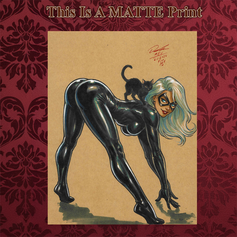 Black Cat Art Illustration Hard Signed 8.5x11in Fine Art PRINT