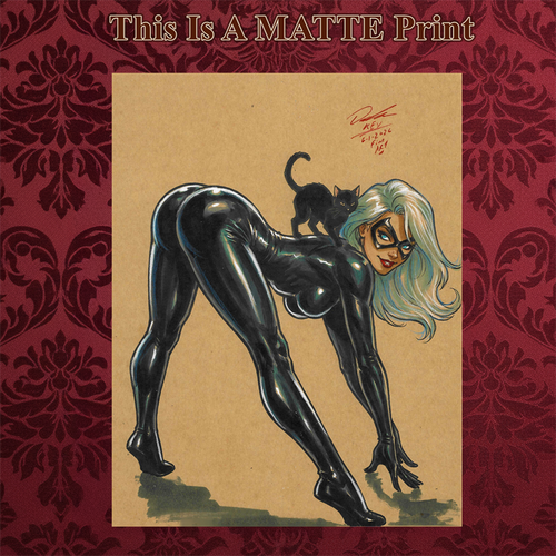 Black Cat Art Illustration Hard Signed 8.5x11in Fine Art PRINT