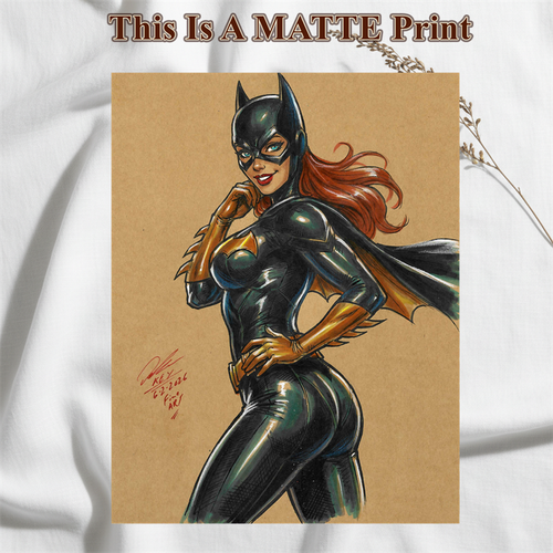 Batgirl Art Illustration Hard Signed 8.5x11in Fine Art PRINT