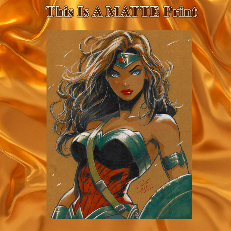 Wonder Woman Art Illustration Hard Signed 8.5x11in Fine Art PRINT