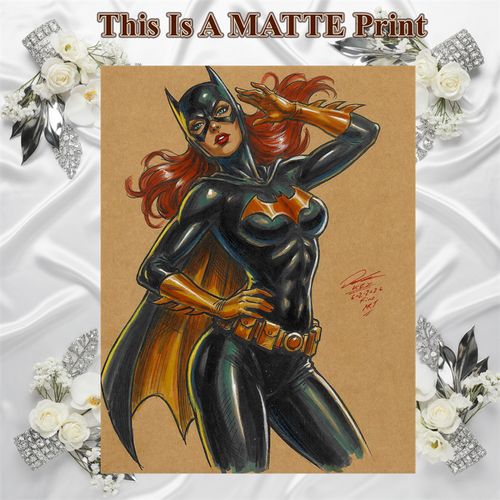 Batgirl Art Illustration Hard Signed 8.5x11in Fine Art PRINT