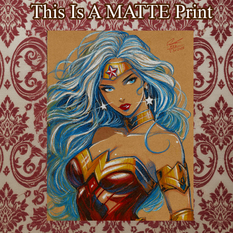 Wonder Woman Art Illustration Hard Signed 8.5x11in Fine Art PRINT