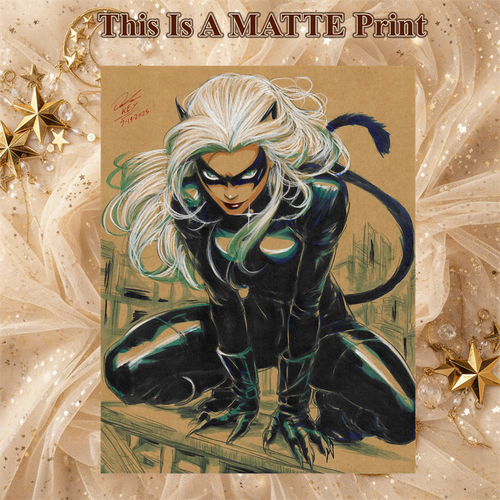 Black Cat Art Illustration Hard Signed 8.5x11in Fine Art PRINT