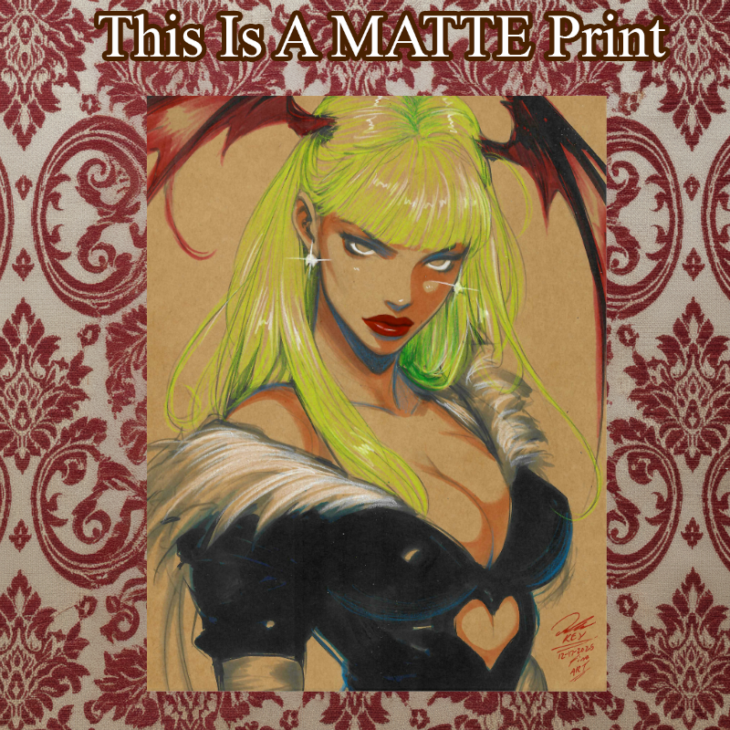 Morrigan Aensland Art Illustration Hard Signed 8.5x11in Fine Art PRINT